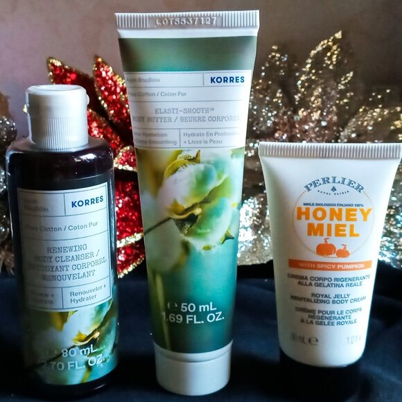 Korres Other - Korres Pure Cotton Body Cleanser & Body Butter & Perlier Honey Miel Body Cream